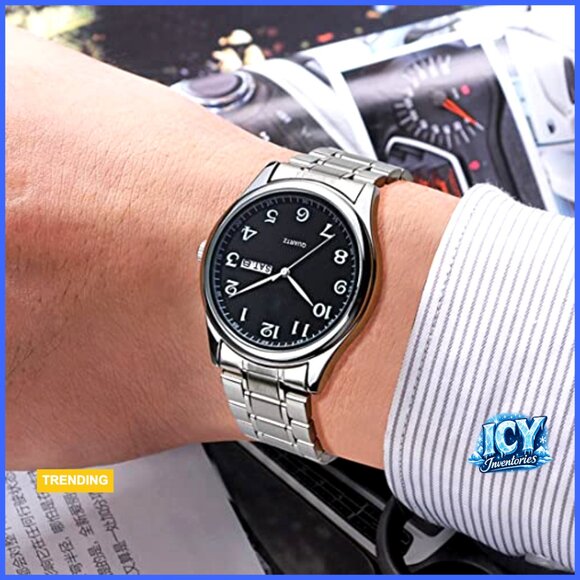 Stainless Steel Quartz Wrist Watch Analog Display Waterproof Business Dress